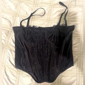 Black lace bustier, looks similar the ones from Urban outfitters.
